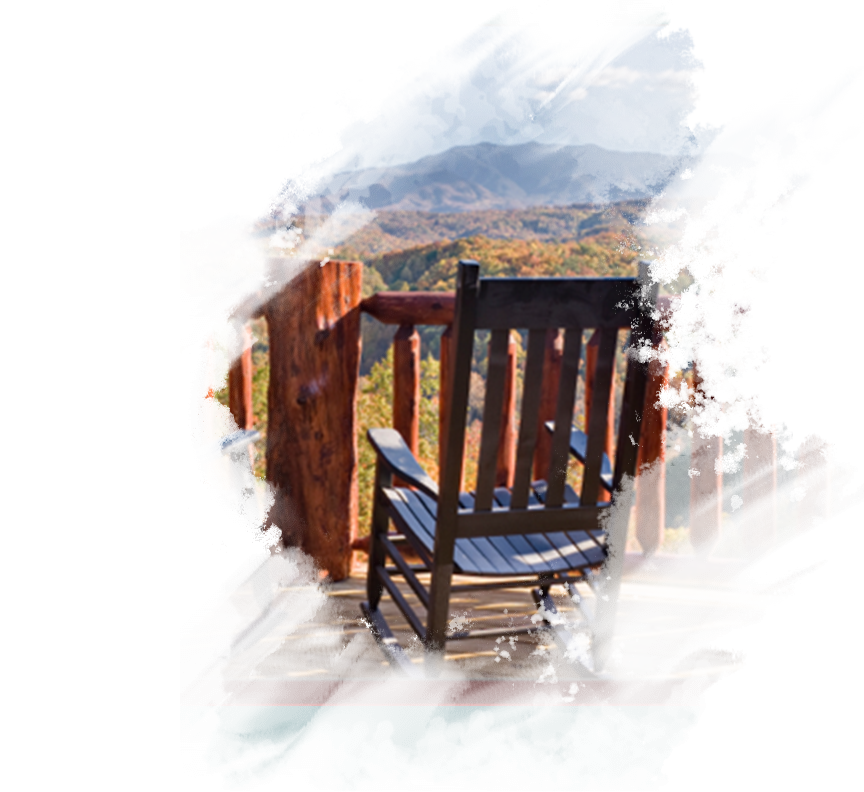 A rocking chair sitting on top of a porch.